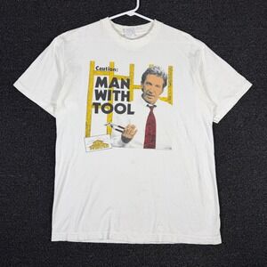 Vintage Home Improvement Tim Allen "Man With Tool" T-Shirt White L Single Stitch